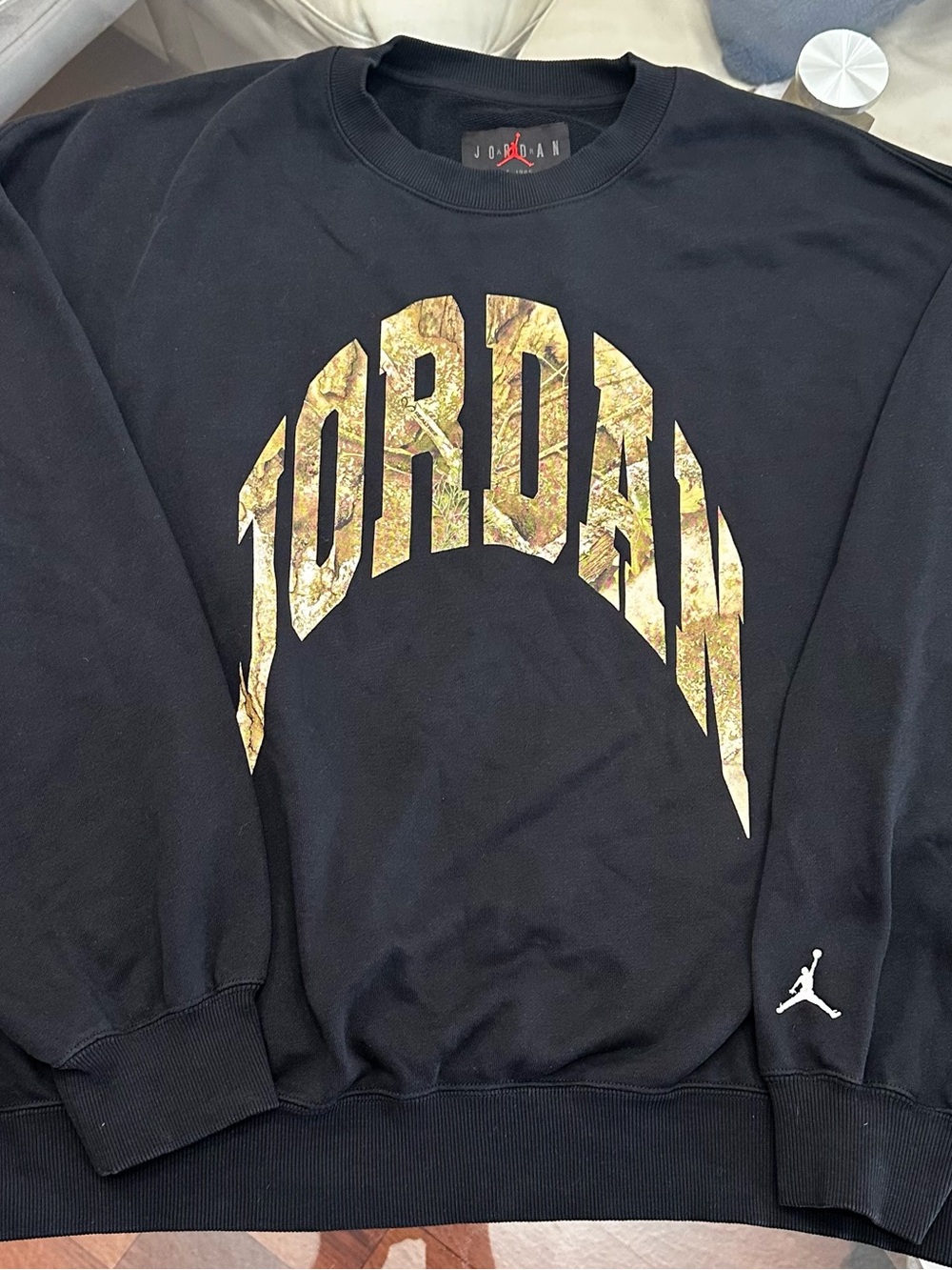 Jordan Black Crewneck Sweatshirt with Gold Graphic